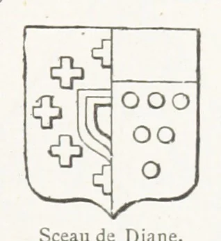 An illustration from Histoire et description du Château d'Anet, depuis le dixième siècle jusqu'à nos jours. Précédée d'une notice sur la ville d'Anet, ... et contenant une étude sur Diane de Poitiers, 1875, leaf 259