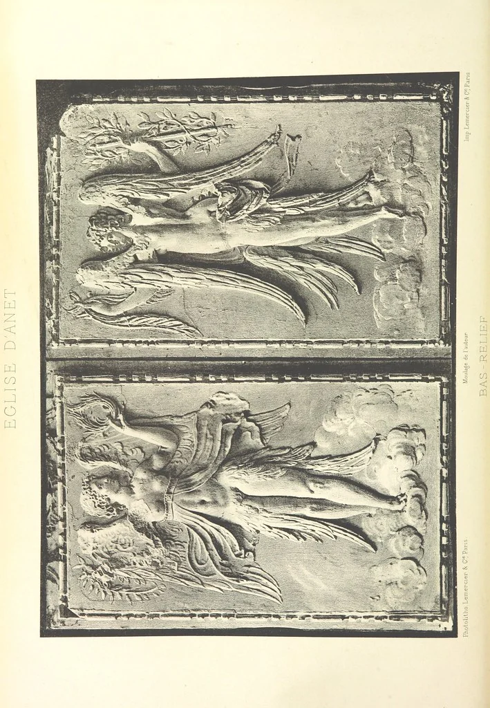 An illustration from Histoire et description du Château d'Anet, depuis le dixième siècle jusqu'à nos jours. Précédée d'une notice sur la ville d'Anet, ... et contenant une étude sur Diane de Poitiers, 1875, leaf 34