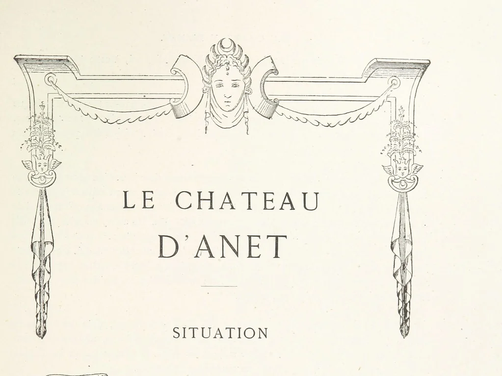 An illustration from Histoire et description du Château d'Anet, depuis le dixième siècle jusqu'à nos jours. Précédée d'une notice sur la ville d'Anet, ... et contenant une étude sur Diane de Poitiers, 1875, leaf 43
