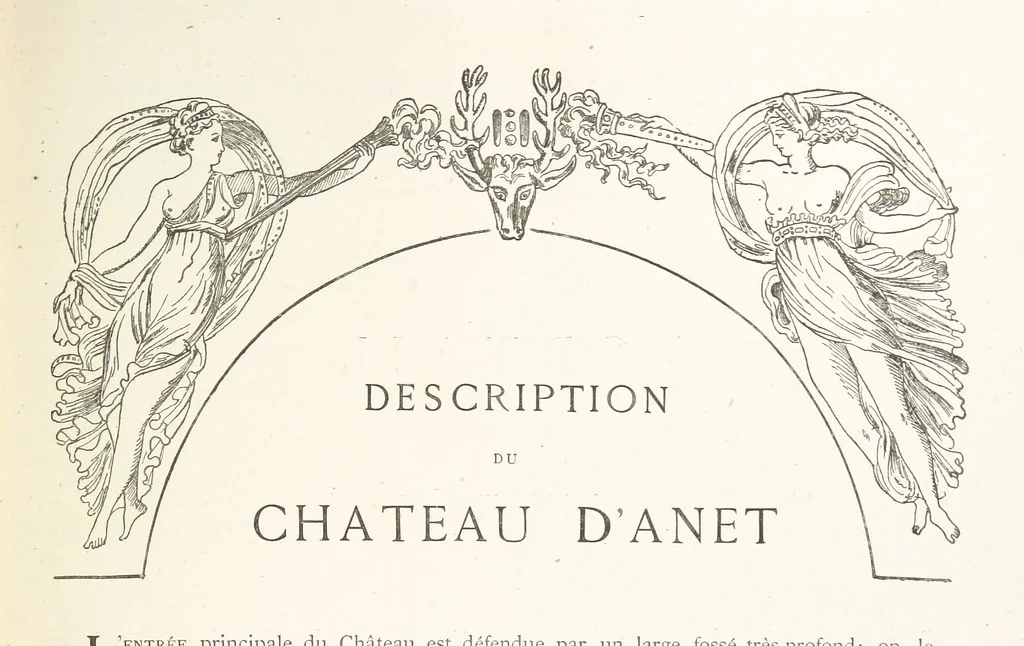 An illustration from Histoire et description du Château d'Anet, depuis le dixième siècle jusqu'à nos jours. Précédée d'une notice sur la ville d'Anet, ... et contenant une étude sur Diane de Poitiers, 1875, leaf 51