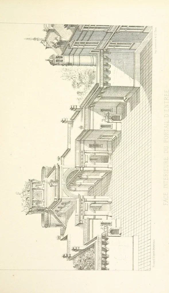 An illustration from Histoire et description du Château d'Anet, depuis le dixième siècle jusqu'à nos jours. Précédée d'une notice sur la ville d'Anet, ... et contenant une étude sur Diane de Poitiers, 1875, leaf 59