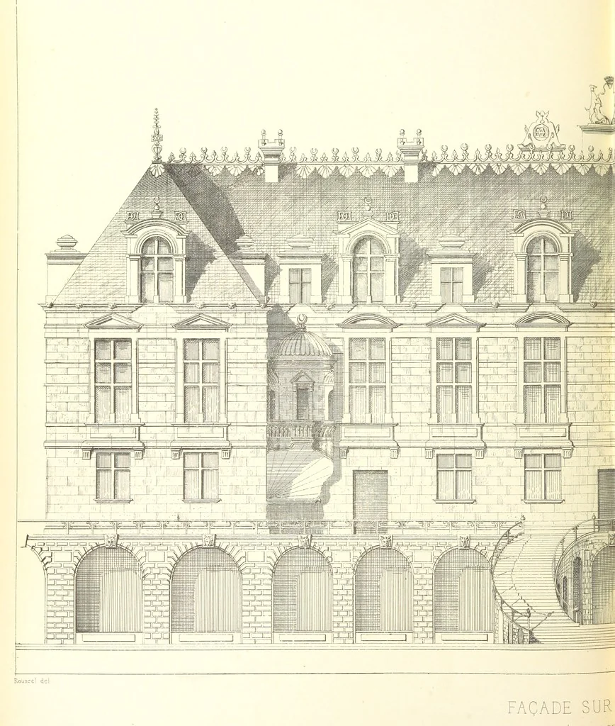 An illustration from Histoire et description du Château d'Anet, depuis le dixième siècle jusqu'à nos jours. Précédée d'une notice sur la ville d'Anet, ... et contenant une étude sur Diane de Poitiers, 1875, leaf 68