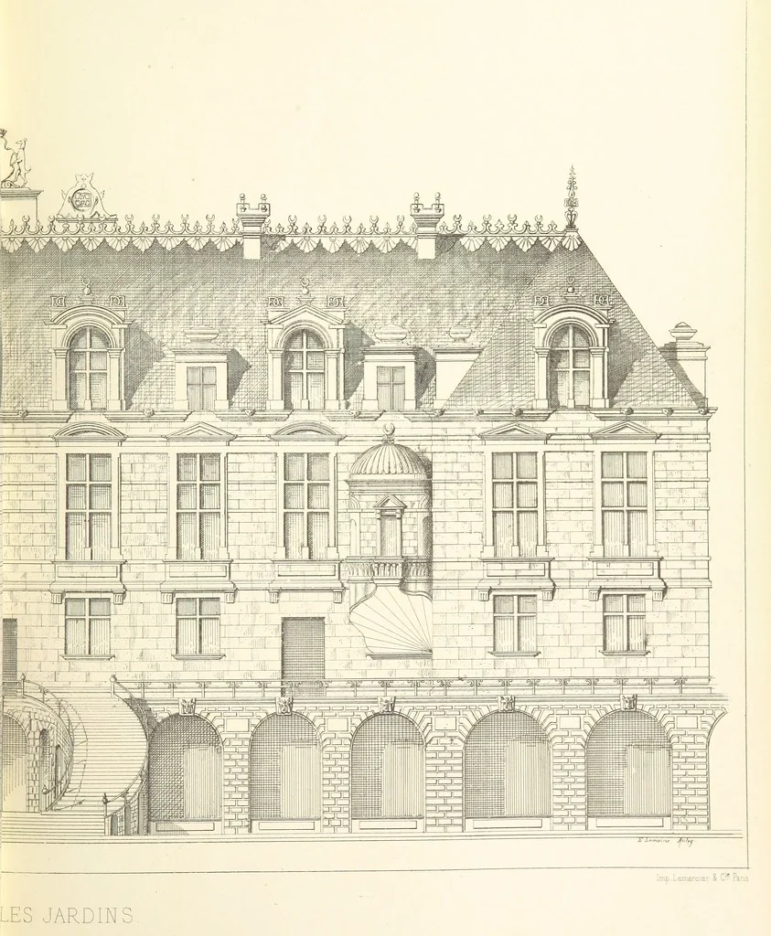 An illustration from Histoire et description du Château d'Anet, depuis le dixième siècle jusqu'à nos jours. Précédée d'une notice sur la ville d'Anet, ... et contenant une étude sur Diane de Poitiers, 1875, leaf 69