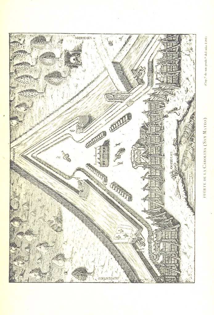 An illustration from La Florida; su conquista y colonización por P. Menéndez de Avilés. [Illustrated, 1893, leaf 181