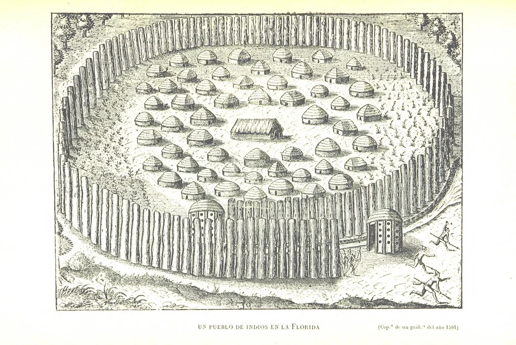 An illustration from La Florida; su conquista y colonización por P. Menéndez de Avilés. [Illustrated, 1893, leaf 329