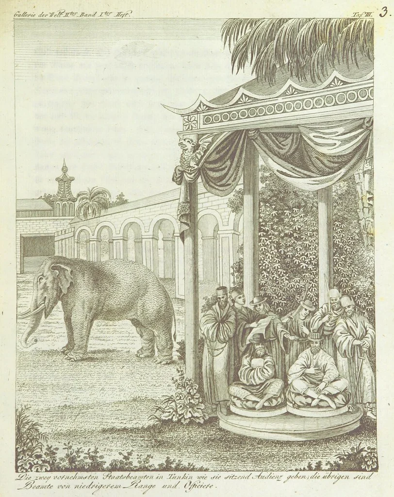 An illustration from Gallerie der Welt, in einer bildlichen und beschreibenden Darstellung von merkwürdigen Ländern: von Völkern ... von Thieren ... von alten und neuen Denkmälern ... Neue verbesserte Auflage. Mit ... Kupfertafeln, 1805, leaf 91