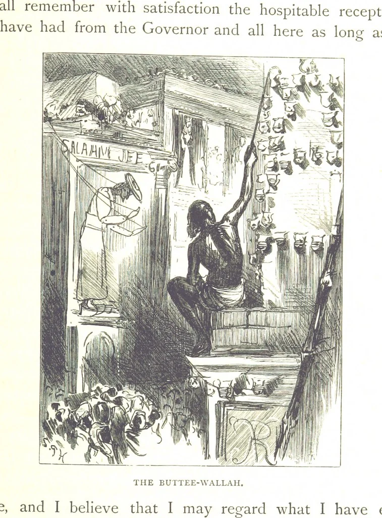 An illustration from The Prince of Wales' Tour: a diary in India; with some account of the visits ... to the Courts of Greece, Egypt, Spain, and Portugal ... With illustrations by S. P. Hall, 1877, leaf 215