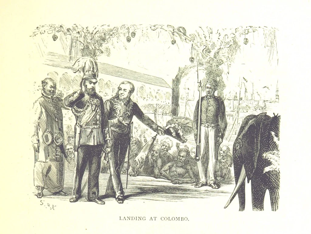 An illustration from The Prince of Wales' Tour: a diary in India; with some account of the visits ... to the Courts of Greece, Egypt, Spain, and Portugal ... With illustrations by S. P. Hall, 1877, leaf 313