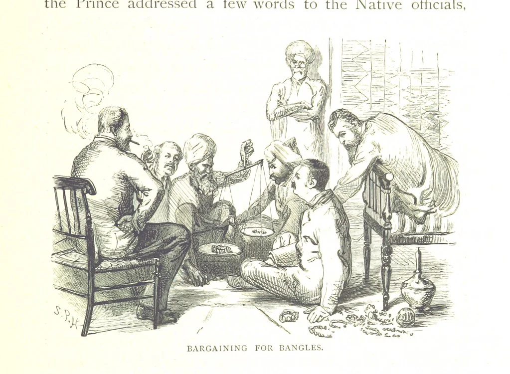 An illustration from The Prince of Wales' Tour: a diary in India; with some account of the visits ... to the Courts of Greece, Egypt, Spain, and Portugal ... With illustrations by S. P. Hall, 1877, leaf 387