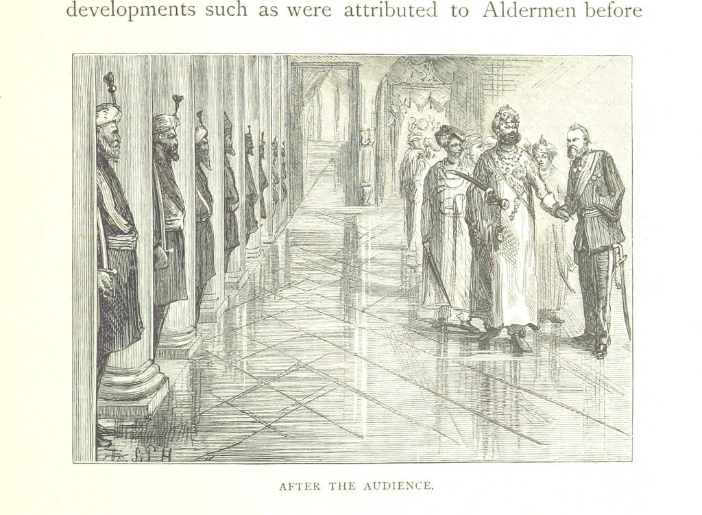 An illustration from The Prince of Wales' Tour: a diary in India; with some account of the visits ... to the Courts of Greece, Egypt, Spain, and Portugal ... With illustrations by S. P. Hall, 1877, leaf 433