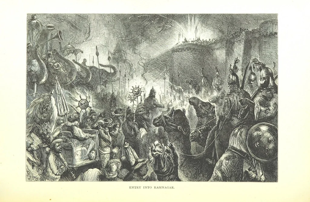An illustration from The Prince of Wales' Tour: a diary in India; with some account of the visits ... to the Courts of Greece, Egypt, Spain, and Portugal ... With illustrations by S. P. Hall, 1877, leaf 472