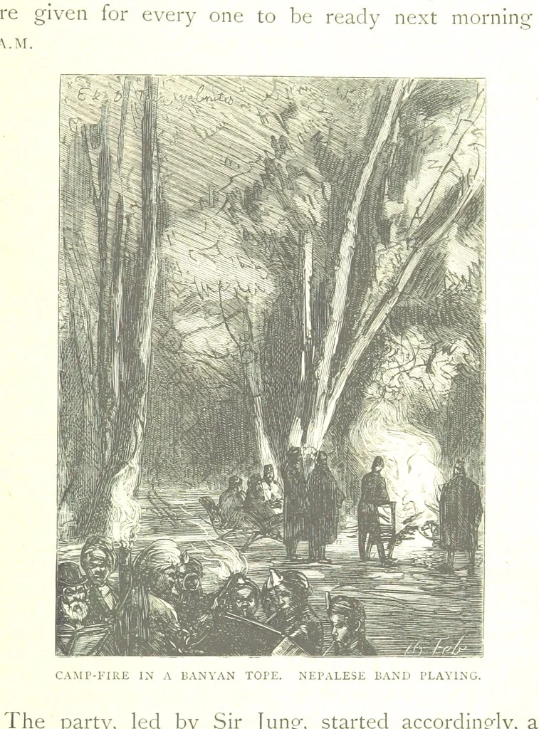 An illustration from The Prince of Wales' Tour: a diary in India; with some account of the visits ... to the Courts of Greece, Egypt, Spain, and Portugal ... With illustrations by S. P. Hall, 1877, leaf 589
