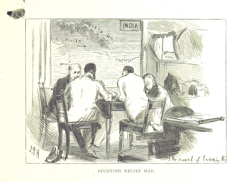 An illustration from The Prince of Wales' Tour: a diary in India; with some account of the visits ... to the Courts of Greece, Egypt, Spain, and Portugal ... With illustrations by S. P. Hall, 1877, leaf 95