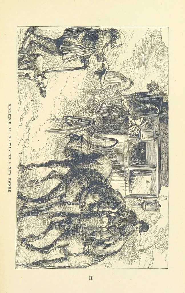 An illustration from The Poor Clerk and his Crooked Sixpence, 1874, leaf 117