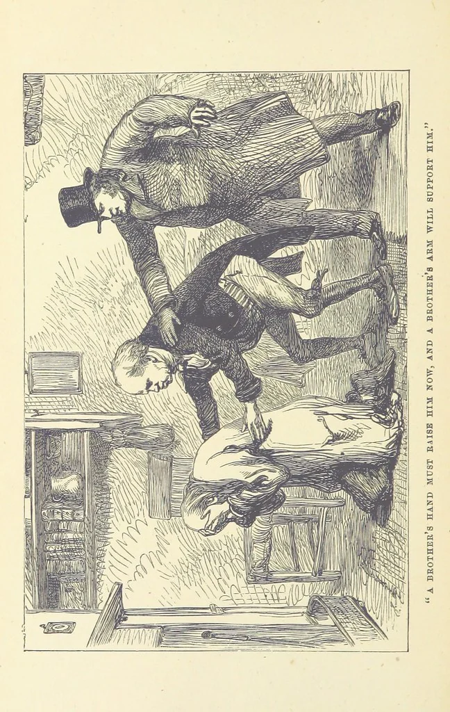 An illustration from The Poor Clerk and his Crooked Sixpence, 1874, leaf 216