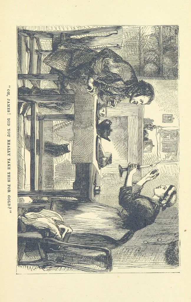 An illustration from The Poor Clerk and his Crooked Sixpence, 1874, leaf 41