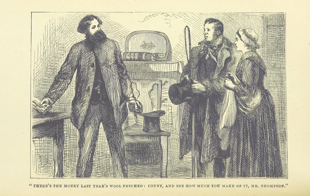 An illustration from The Poor Clerk and his Crooked Sixpence, 1874, leaf 60