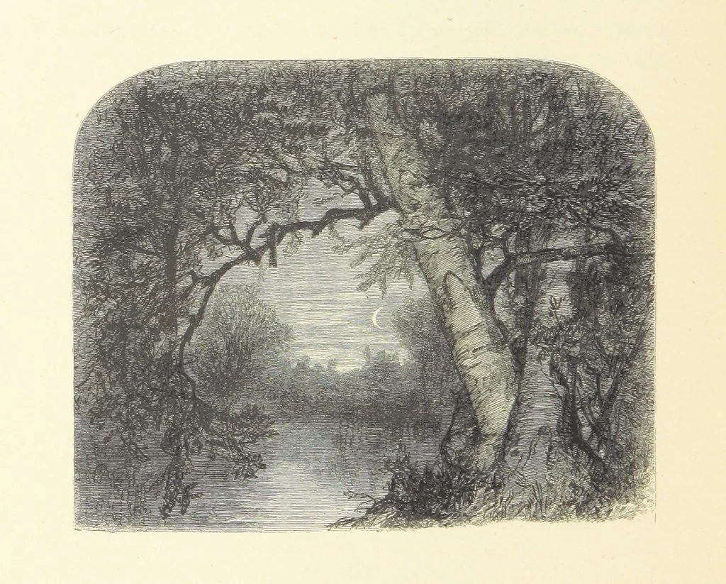 An illustration from Festival of Song: a series of Evenings with the Poets. Prepared by the author of “Salad for the Solitary” ... (F. Saunders). With ... pictures by Members of the National Academy of Design. Engraved by Bobbett and Hooper, 1866, leaf 104