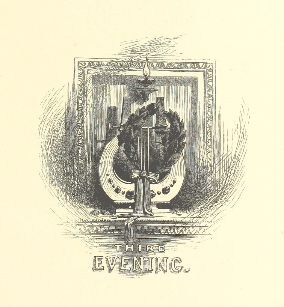 An illustration from Festival of Song: a series of Evenings with the Poets. Prepared by the author of “Salad for the Solitary” ... (F. Saunders). With ... pictures by Members of the National Academy of Design. Engraved by Bobbett and Hooper, 1866, leaf 129