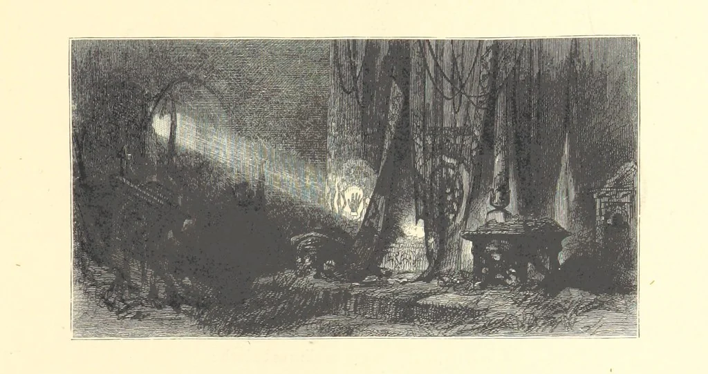 An illustration from Festival of Song: a series of Evenings with the Poets. Prepared by the author of “Salad for the Solitary” ... (F. Saunders). With ... pictures by Members of the National Academy of Design. Engraved by Bobbett and Hooper, 1866, leaf 279