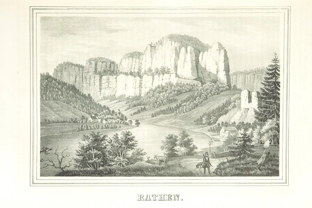 An illustration from Sachsen sonst und jetzt. Historisches Werk ... Mit Beiträgen von W. Schäfer, C. A. L. Friedrich, F. Lubojatzky u. m. A. Nebst 54 lithographirten Beilagen, 1847, leaf 107