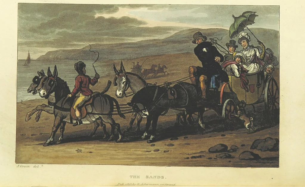An illustration from Poetical Sketches of Scarborough [By J. P., i.e. J. B. Papworth, W., i.e. F. Wrangham, and W. Combe]: illustrated by twenty-one engravings ... coloured from original designs, made ... by J. Green, and etched by T. Rowlandson. The second edition, 1813, leaf 164