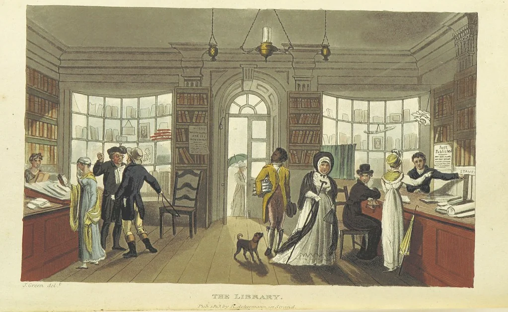 An illustration from Poetical Sketches of Scarborough [By J. P., i.e. J. B. Papworth, W., i.e. F. Wrangham, and W. Combe]: illustrated by twenty-one engravings ... coloured from original designs, made ... by J. Green, and etched by T. Rowlandson. The second edition, 1813, leaf 198