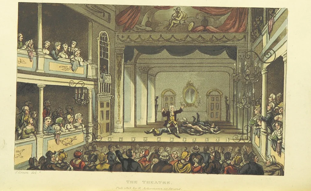 An illustration from Poetical Sketches of Scarborough [By J. P., i.e. J. B. Papworth, W., i.e. F. Wrangham, and W. Combe]: illustrated by twenty-one engravings ... coloured from original designs, made ... by J. Green, and etched by T. Rowlandson. The second edition, 1813, leaf 220