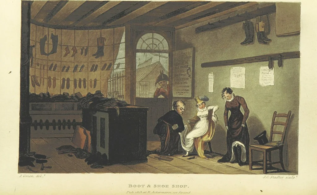 An illustration from Poetical Sketches of Scarborough [By J. P., i.e. J. B. Papworth, W., i.e. F. Wrangham, and W. Combe]: illustrated by twenty-one engravings ... coloured from original designs, made ... by J. Green, and etched by T. Rowlandson. The second edition, 1813, leaf 84