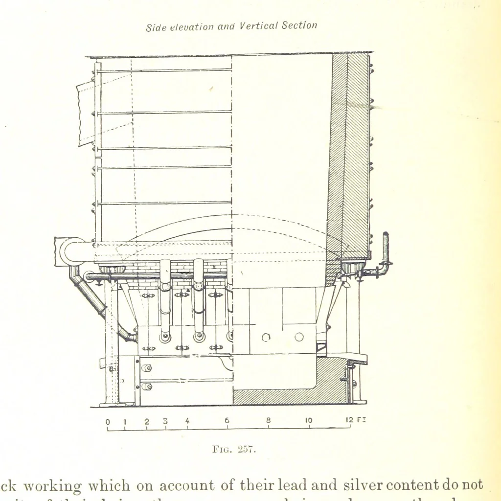 An illustration from Handbook of Metallurgy ... Translated by H. Louis, 1898, leaf 398