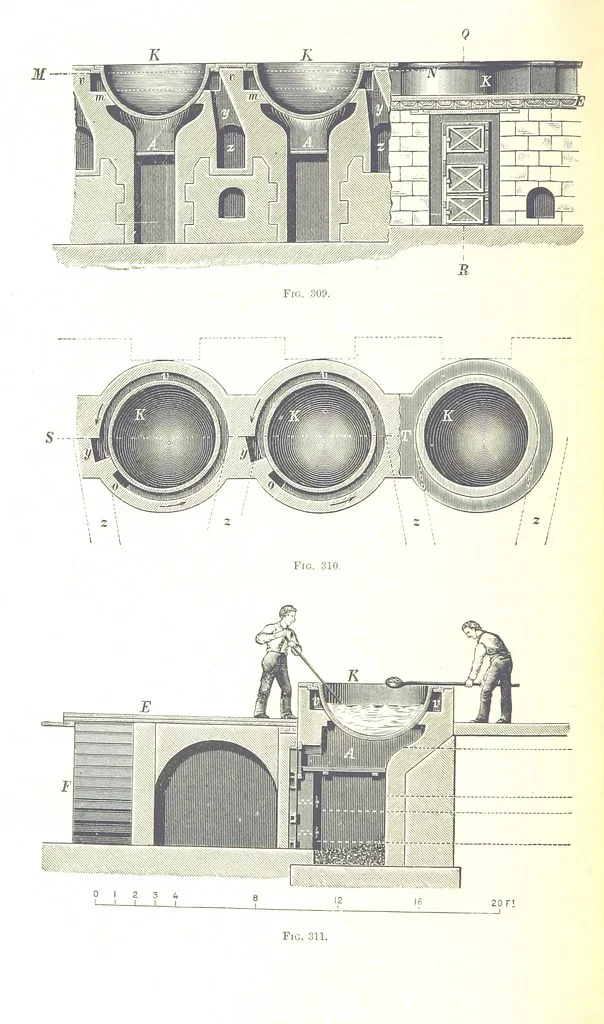 An illustration from Handbook of Metallurgy ... Translated by H. Louis, 1898, leaf 526