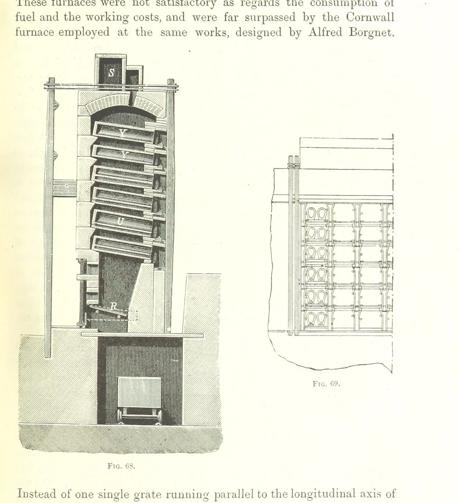 An illustration from Handbook of Metallurgy ... Translated by H. Louis, 1898, leaf 135