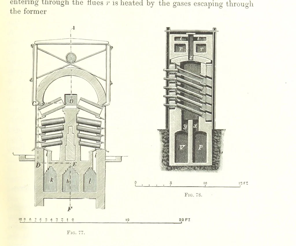An illustration from Handbook of Metallurgy ... Translated by H. Louis, 1898, leaf 143