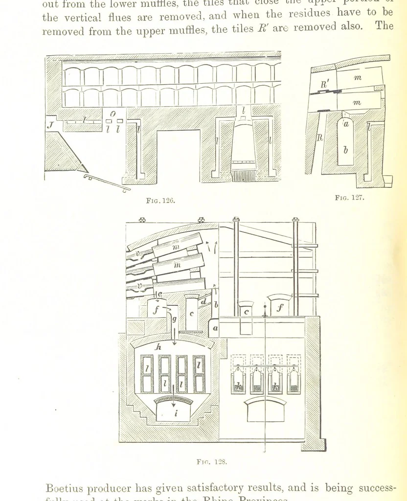 An illustration from Handbook of Metallurgy ... Translated by H. Louis, 1898, leaf 174
