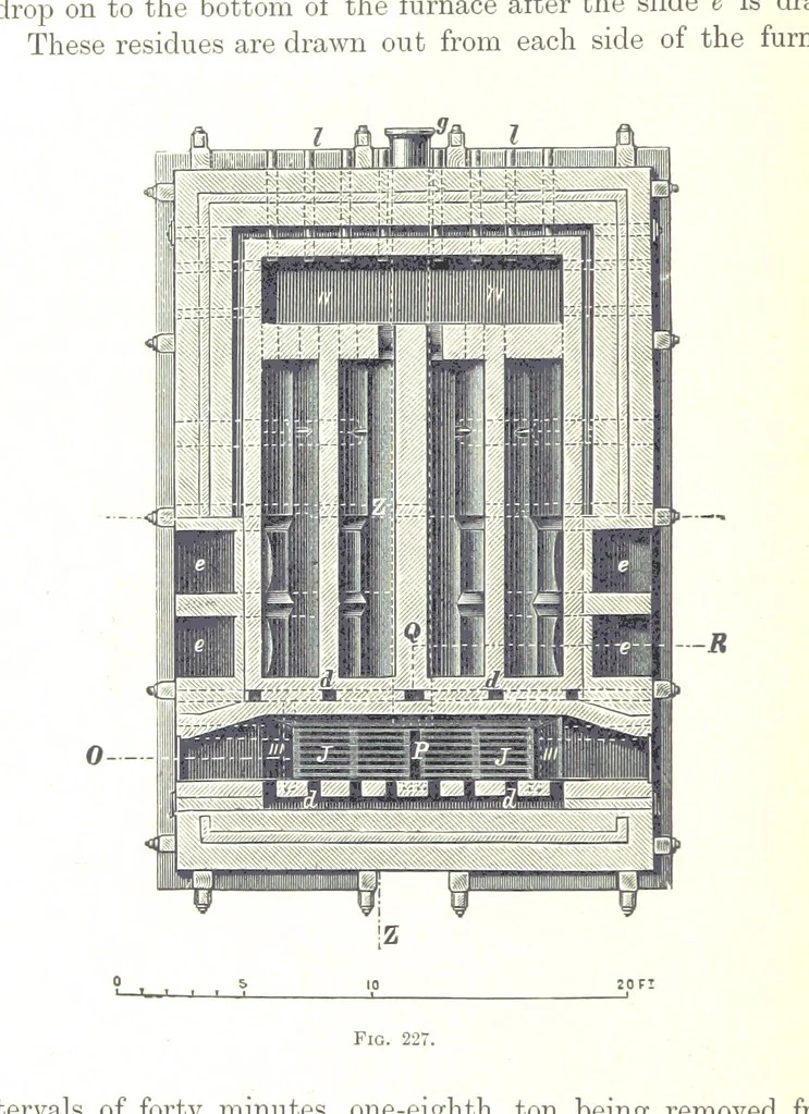 An illustration from Handbook of Metallurgy ... Translated by H. Louis, 1898, leaf 320
