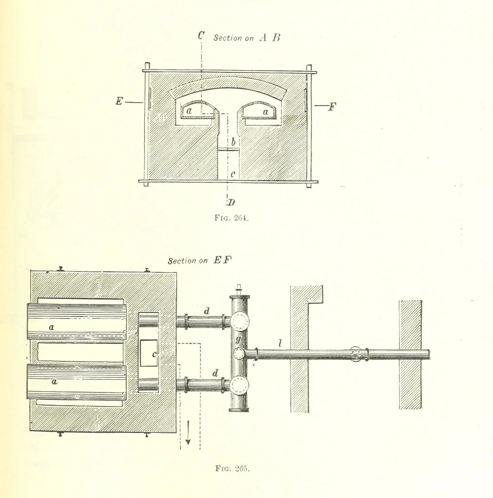 An illustration from Handbook of Metallurgy ... Translated by H. Louis, 1898, leaf 347