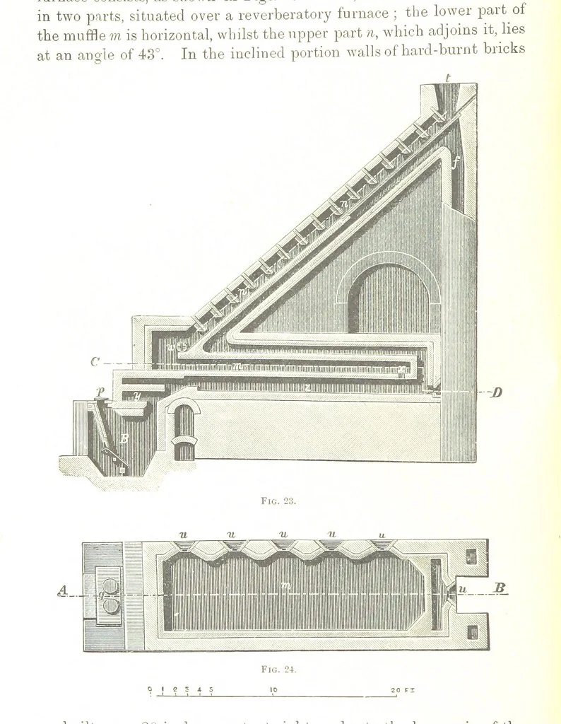 An illustration from Handbook of Metallurgy ... Translated by H. Louis, 1898, leaf 80