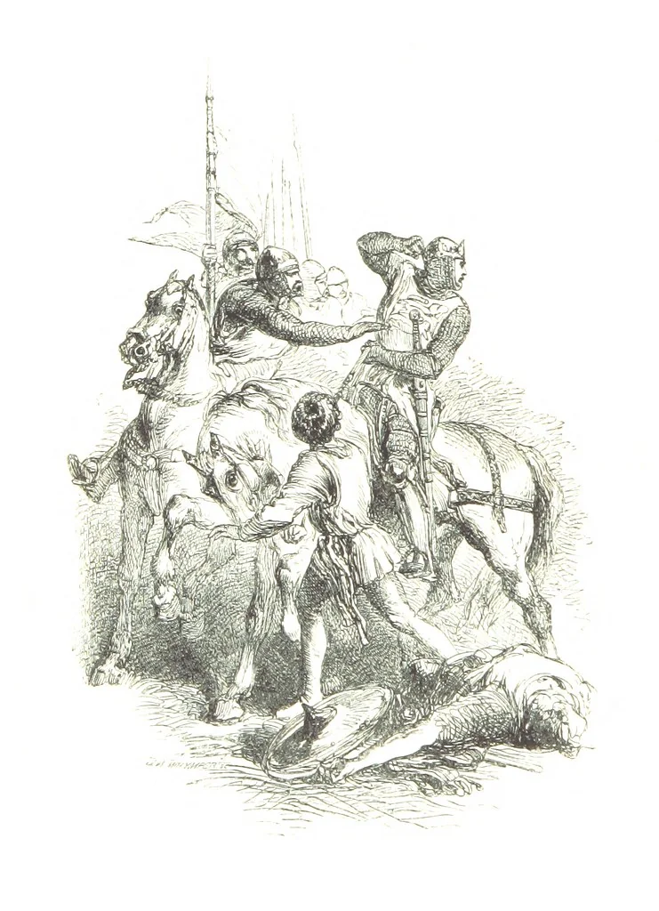 An illustration from The Poetical Works of Sir Walter Scott ... With a memoir of the author. Illustrated by many engravings, etc, 1857, leaf 496