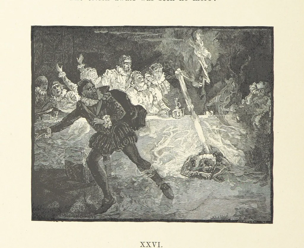 An illustration from The Lay of the Last Minstrel. By Sir Walter Scott. With notes and a chronological summary of his life, and index, 1887, leaf 202