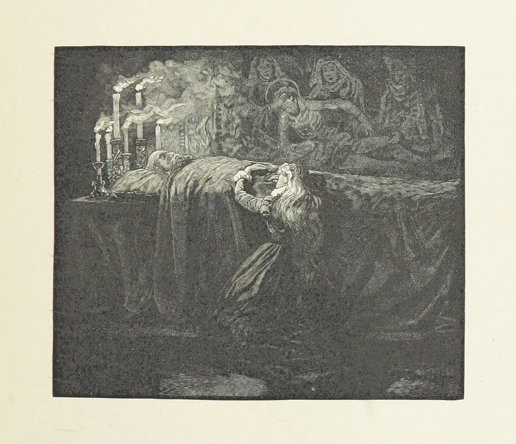 An illustration from The Lay of the Last Minstrel. By Sir Walter Scott. With notes and a chronological summary of his life, and index, 1887, leaf 39