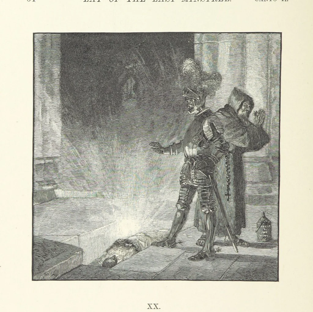 An illustration from The Lay of the Last Minstrel. By Sir Walter Scott. With notes and a chronological summary of his life, and index, 1887, leaf 70