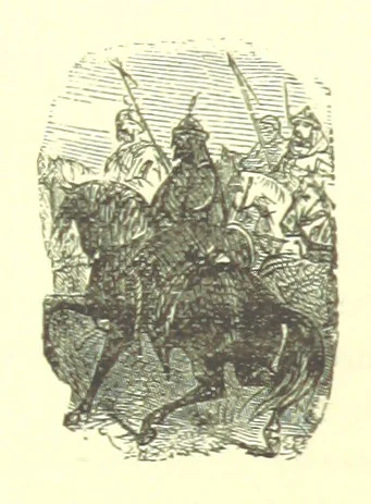 An illustration from Royal Characters from the works of Sir Walter Scott, historical and romantic. Selected and arranged by W. T. Dobson. With twelve ... illustrations, in permanent photography, 1881, leaf 38