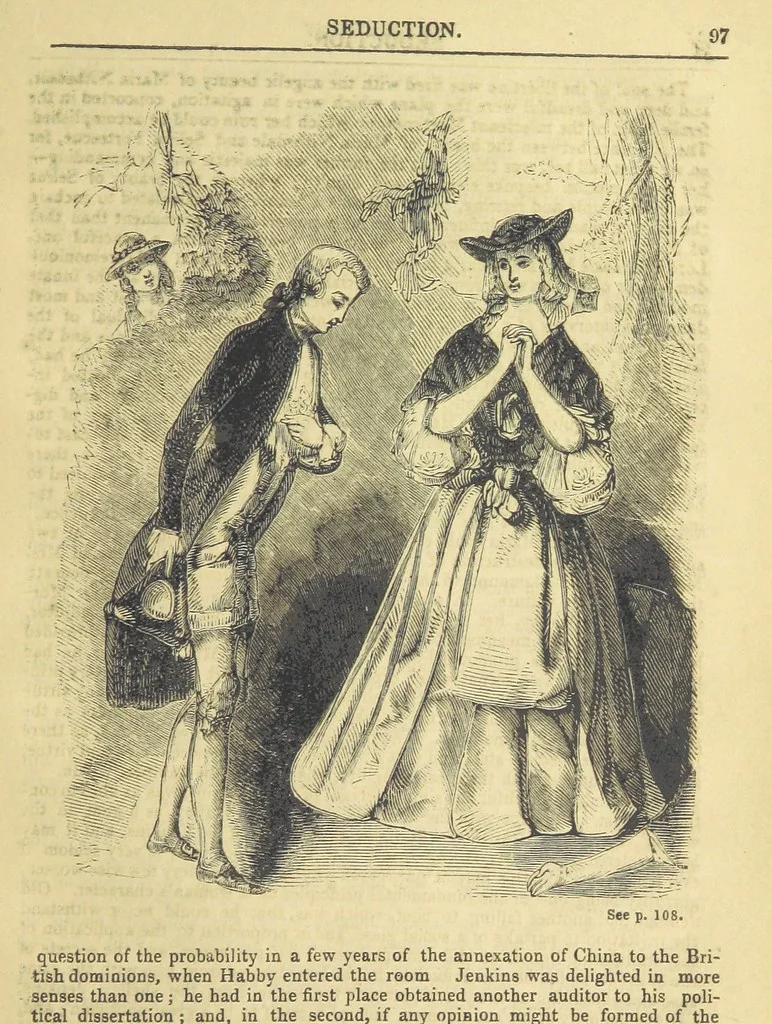 An illustration from Seduction; or the perils of a woman's life. A romance, 1846, leaf 107