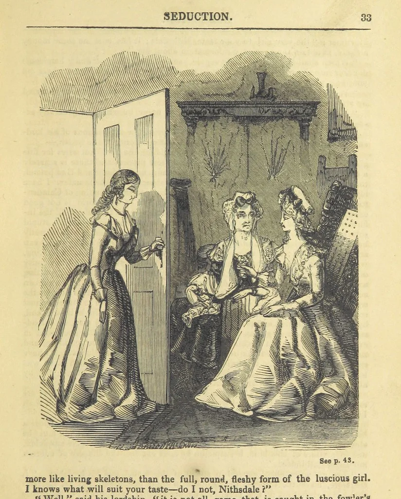 An illustration from Seduction; or the perils of a woman's life. A romance, 1846, leaf 43