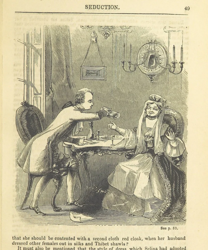 An illustration from Seduction; or the perils of a woman's life. A romance, 1846, leaf 59