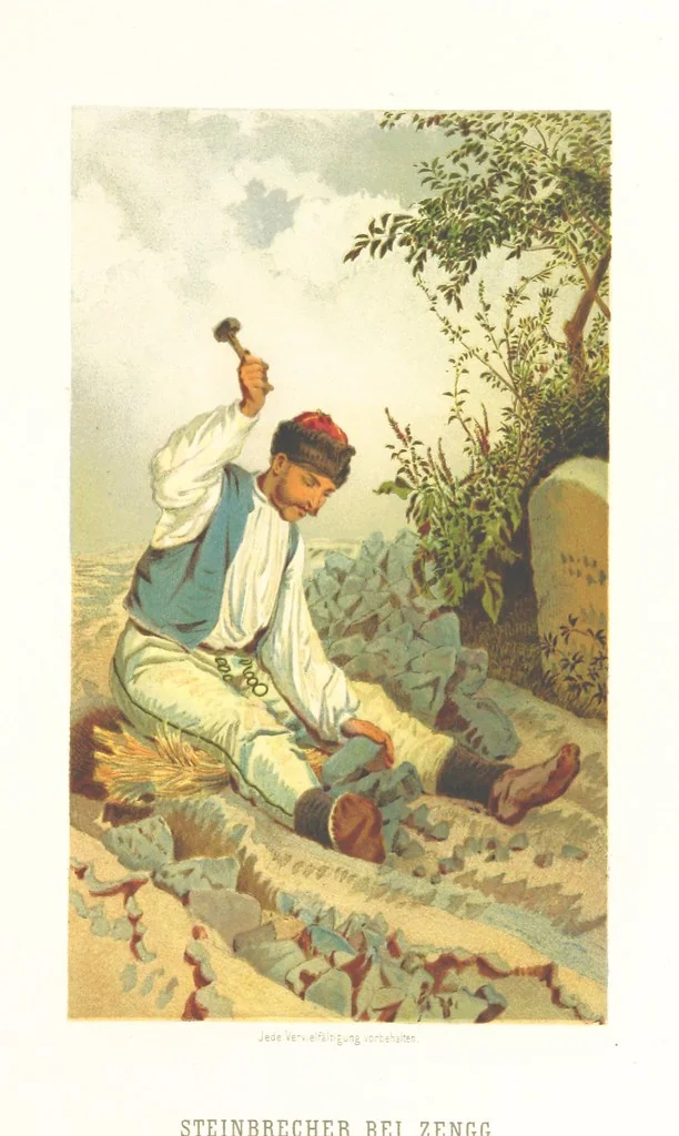 An illustration from Die Serben an der Adria. Ihre Typen und Trachten. [By Louis Salvator, Archduke of Austria, 1870, leaf 17