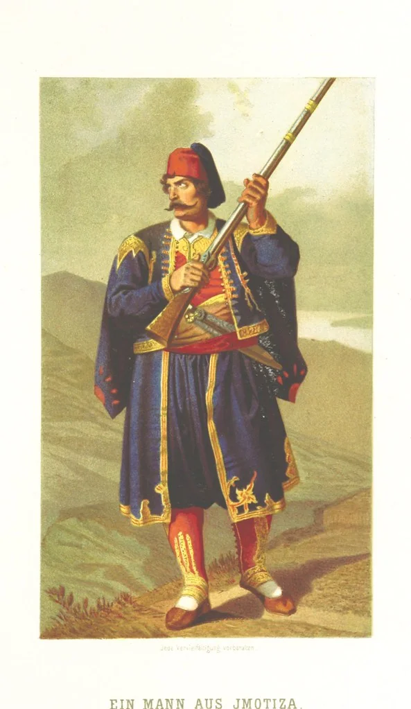 An illustration from Die Serben an der Adria. Ihre Typen und Trachten. [By Louis Salvator, Archduke of Austria, 1870, leaf 19