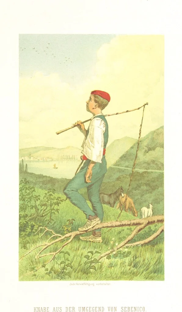 An illustration from Die Serben an der Adria. Ihre Typen und Trachten. [By Louis Salvator, Archduke of Austria, 1870, leaf 35