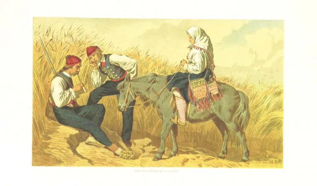 An illustration from Die Serben an der Adria. Ihre Typen und Trachten. [By Louis Salvator, Archduke of Austria, 1870, leaf 41