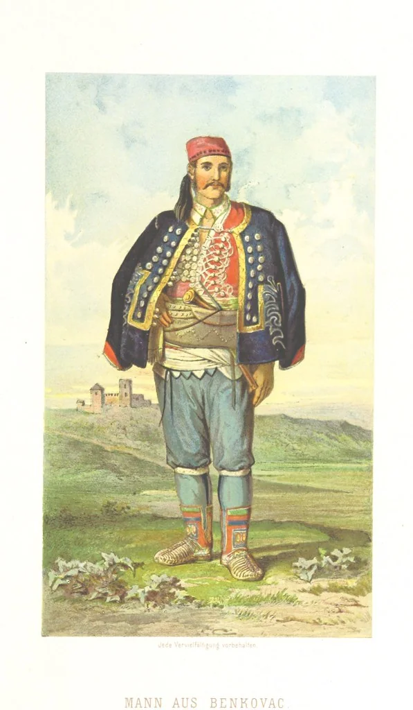 An illustration from Die Serben an der Adria. Ihre Typen und Trachten. [By Louis Salvator, Archduke of Austria, 1870, leaf 53